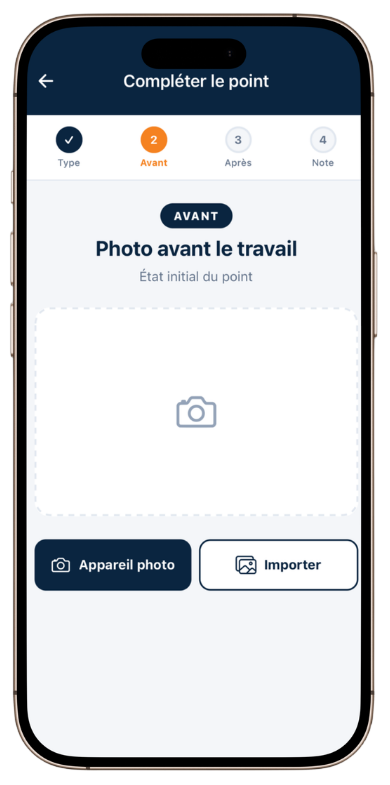 Étape 2 — Avant : Photo de l'état initial du point