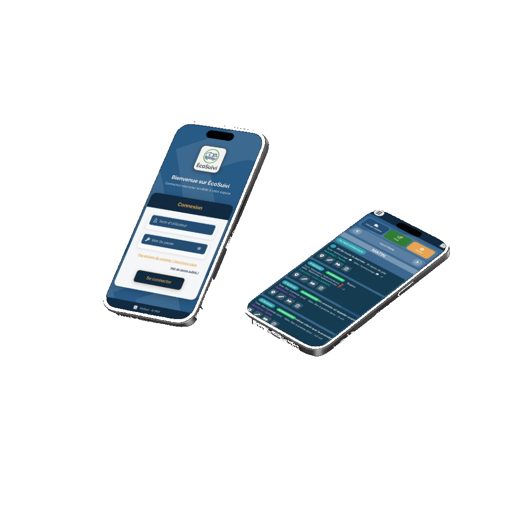 Capture d'écran de l'application mobile ÉcoSuivi pour techniciens assainissement